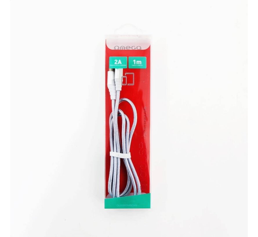 OMEGA USB LIGHTNING BRAIDED CABLE 1,5M RED