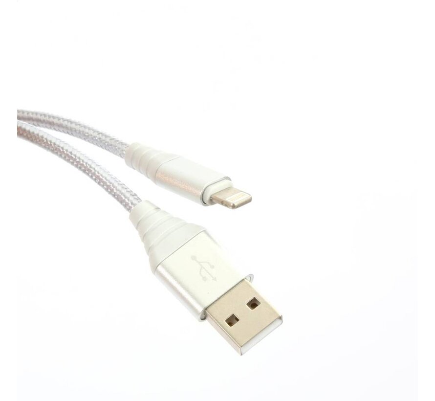 OMEGA CABLE TRESSE LIGHNTING USB 2A TAIWAN CHIP 1M ARGENT 44265