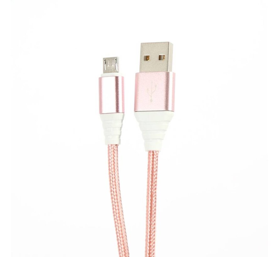 OMEGA FABRIC BRAIDED MICRO USB TO USB 2A 118 COPPER 1M ROSE GOLD [44260]