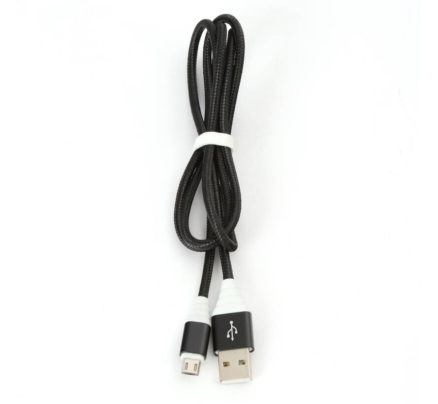OMEGA FABRIC BRAIDED MICRO USB TO USB 2A 118 COPPER 1M BLACK [44257]