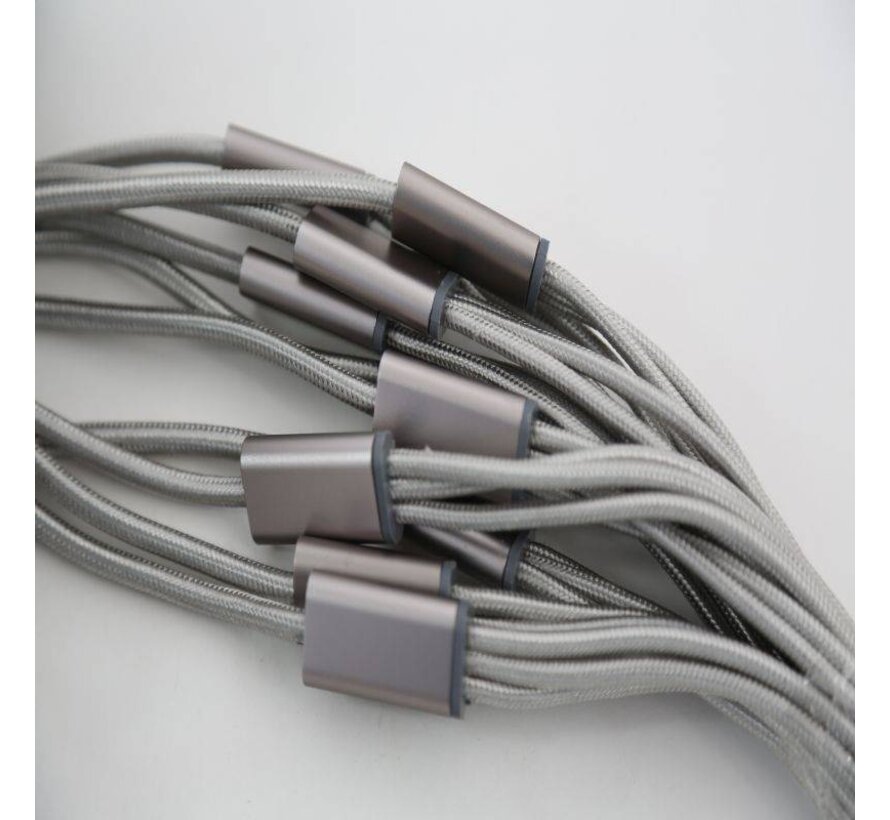 OMEGA CABLE USB 3 EN 1 MICRO USB TYE C LIGHTNING 1.5A POLY 1.2M GRIS 44221