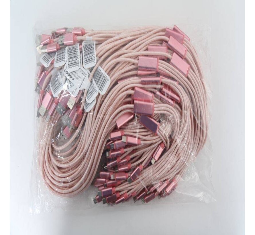 OMEGA USB CABLE 3IN1 MICRO-USB TYPE-C LIGHTNING 1,5A POLY 1,2M ROSE GOLD [44220]