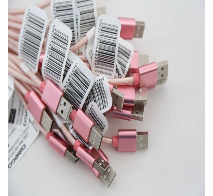 OMEGA CABLE USB 3 EN 1 MICRO USB TYPE C LIGHTNING 1.5A POLY 1.2M ROSE GOLD 44220