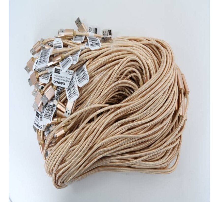 OMEGA USB CABLE 3IN1 MICRO-USB TYPE-C LIGHTNING 1,5A POLY 1,2M GOLD [44219]