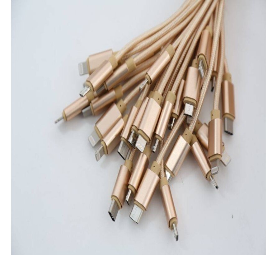 OMEGA USB CABLE 3IN1 MICRO-USB TYPE-C LIGHTNING 1,5A POLY 1,2M GOLD [44219]