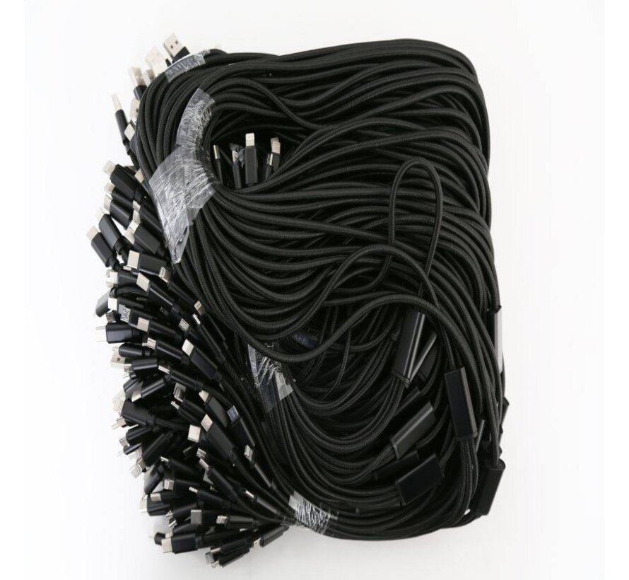 OMEGA CABLE USB 3 EN 1 MICRO USB TYPE C LIGHTNING 1.5A POLY 1.2M NOIR 44222