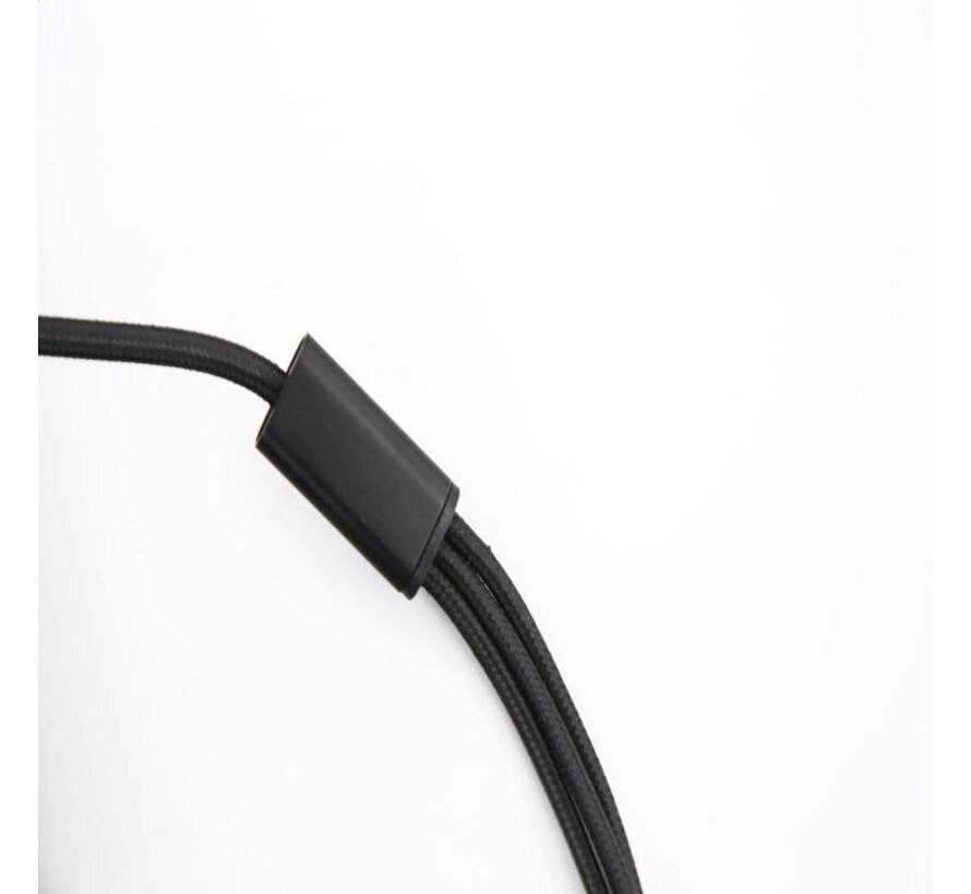 OMEGA CABLE USB 3 EN 1 MICRO USB TYPE C LIGHTNING 1.5A POLY 1.2M NOIR 44222