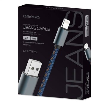 Omega OMEGA JEANS LIGHTNING TO USB 2A 118 COPPER 1M BLUE [44202]