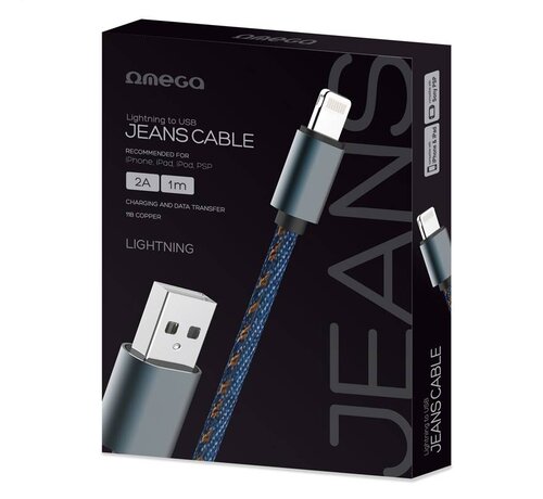 Omega OMEGA JEANS LIGHTNING TO USB 2A 118 COPPER 1M BLUE [44202]