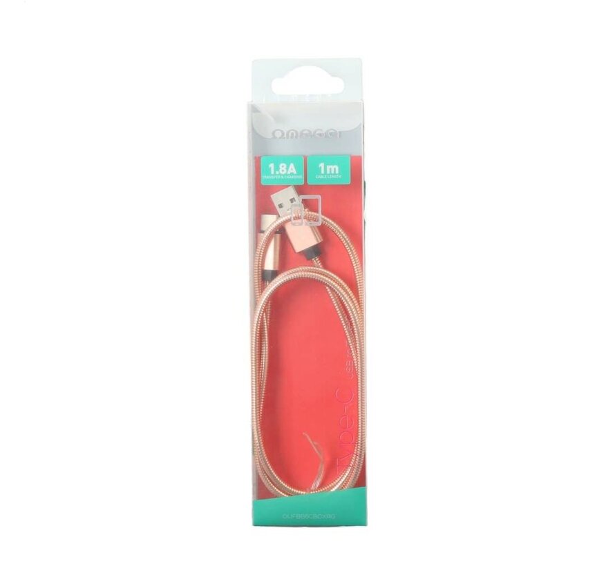 OMEGA METAL TYPE-C TO USB 1.8A 1M ROSE GOLD [44215]