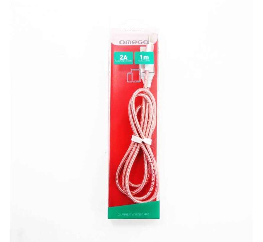 OMEGA CABLE METAL LIGHTNING USB 1.8A 1M ROSE GOLD 44211