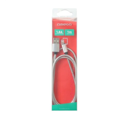 Omega OMEGA CABLE METAL LIGHTNING USB 1.8A 1M ARGENT 44210