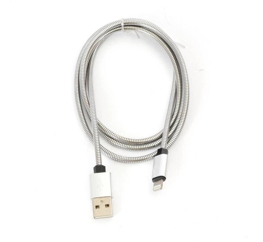 OMEGA CABLE METAL LIGHTNING USB 1.8A 1M ARGENT 44210