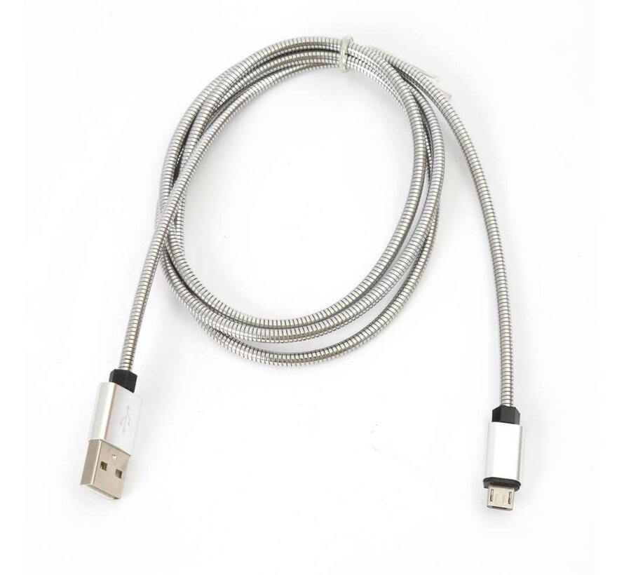 OMEGA CABLE METAL MICRO USB 1.8A 1M ARGENT 44206