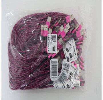 Omega OMEGA FABRIC BRAIDED TYPE-C TO USB 2A POLY 1M ROSE RED [44197]