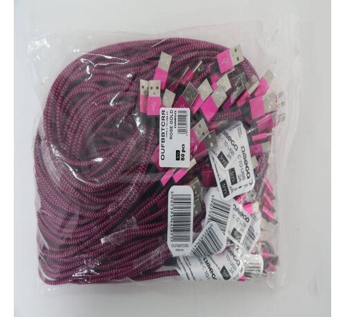 Omega OMEGA FABRIC BRAIDED TYPE-C TO USB 2A POLY 1M ROSE RED [44197]