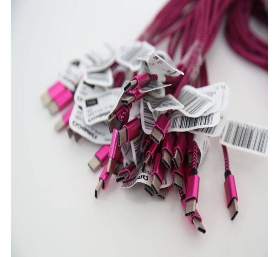 OMEGA CABLE TYPE C USB 2A POLY 1M ROSE ROUGE 44197