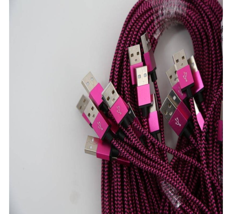 OMEGA CABLE TYPE C USB 2A POLY 1M ROSE ROUGE 44197