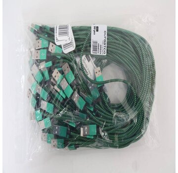 Omega OMEGA FABRIC BRAIDED TYPE-C TO USB 2A POLY 1M GREEN [44196]