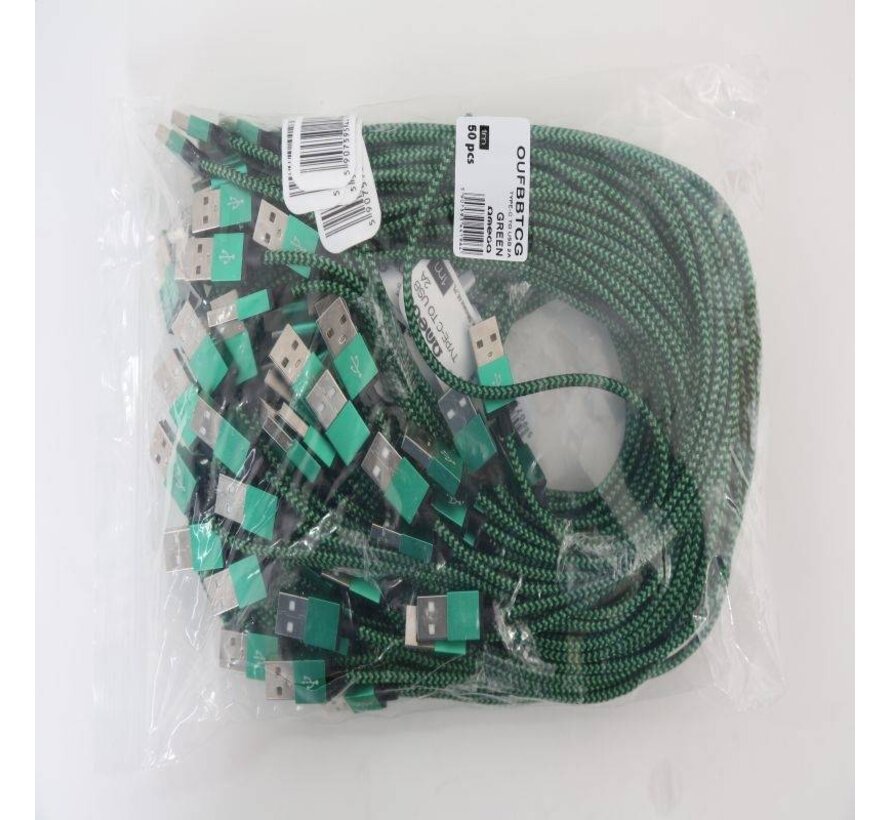 OMEGA FABRIC BRAIDED TYPE-C TO USB 2A POLY 1M GREEN [44196]
