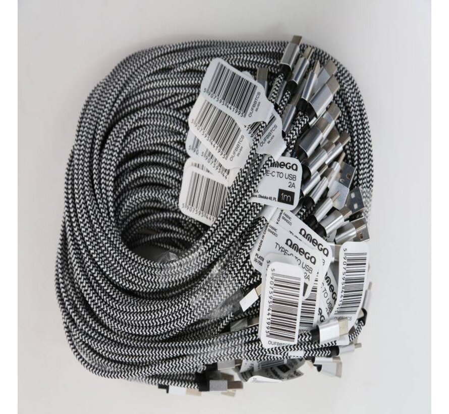 OMEGA CABLE TYPE C USB 2A POLY 1M ARGENT 44199