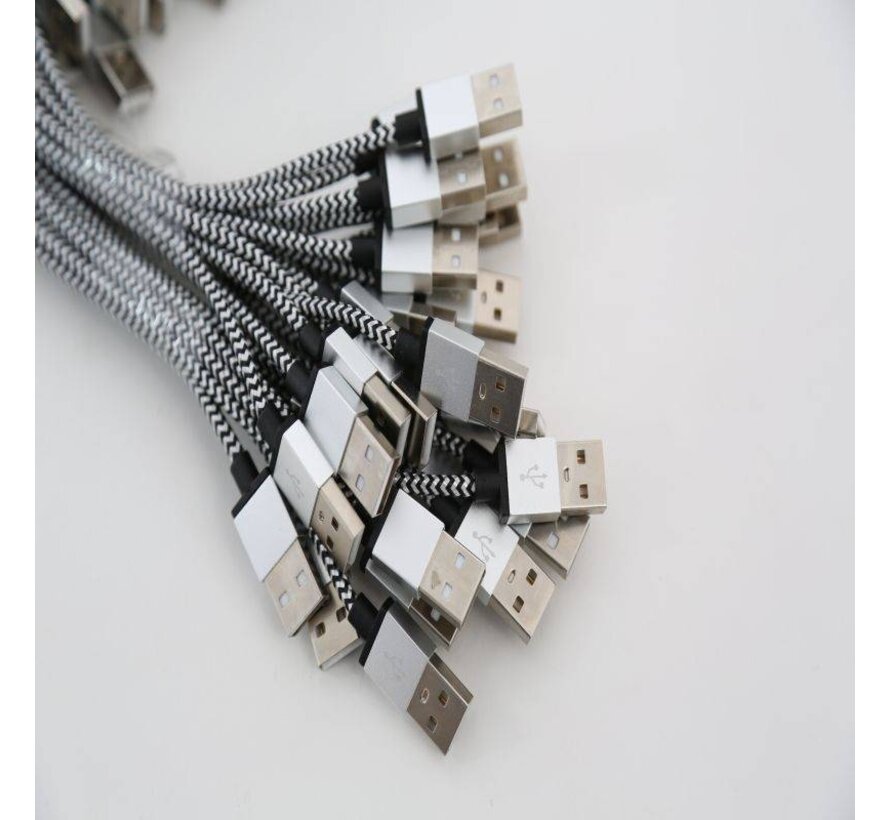 OMEGA FABRIC BRAIDED TYPE-C TO USB 2A POLY 1M SILVER [44199]