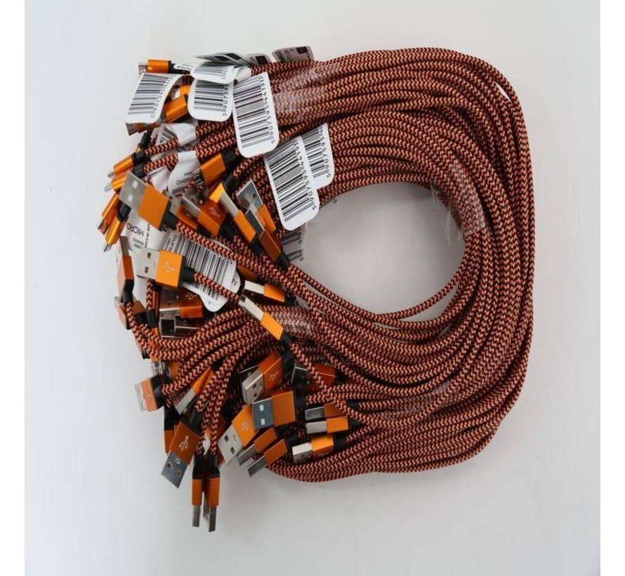 OMEGA CABLE MICRO USB 2A POLY 1M ORANGE 44193