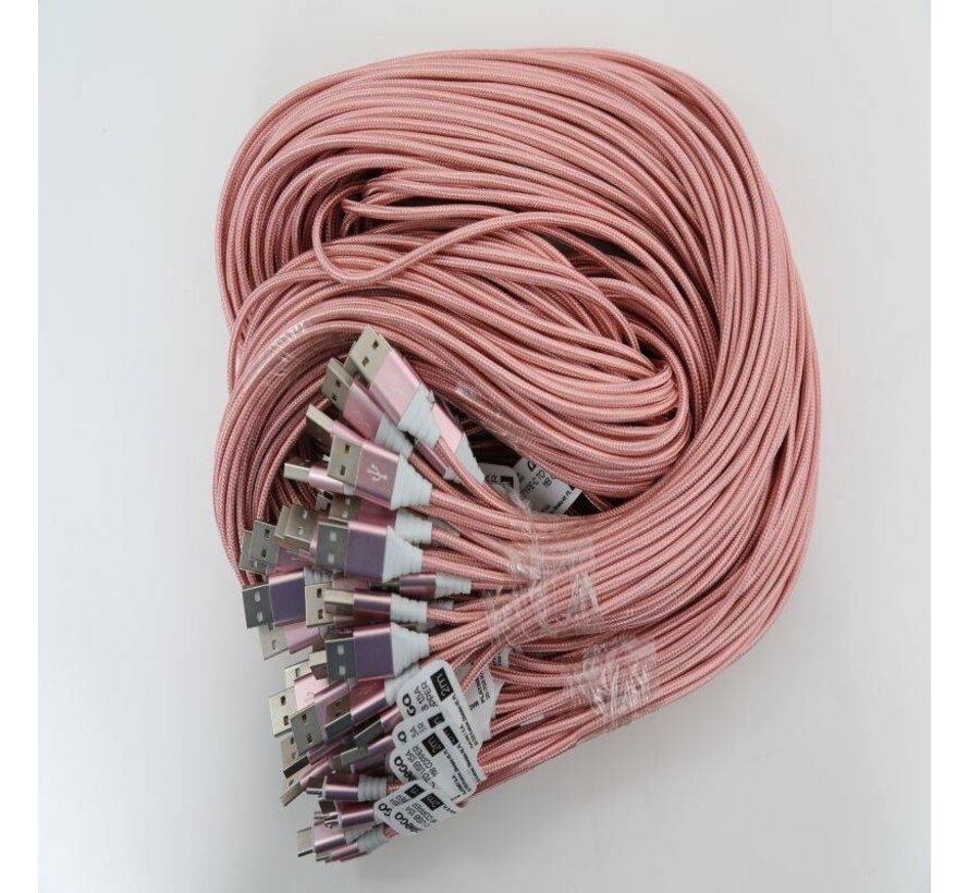 OMEGA CABLE TYPE C USB 1.5A CUIVRE POLY 2M ROSE GOLD 44187