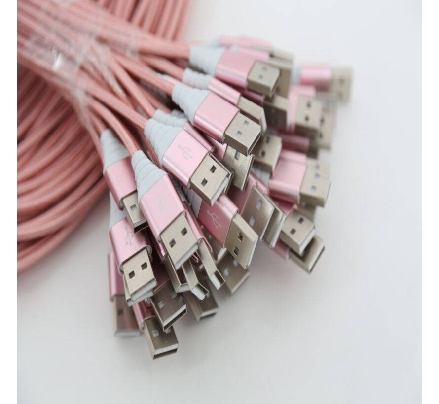OMEGA FABRIC BRAIDED TYPE-C TO USB 1,5A 118 COPPER POLY 2M ROSE GOLD [44187]