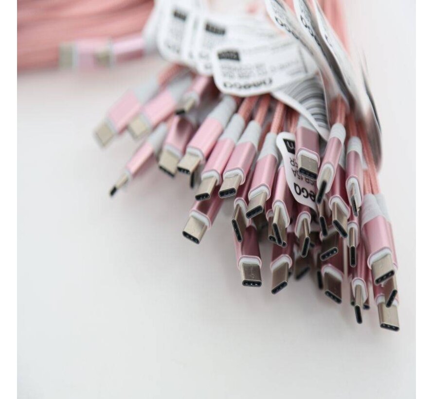 OMEGA CABLE TYPE C USB 1.5A CUIVRE POLY 2M ROSE GOLD 44187