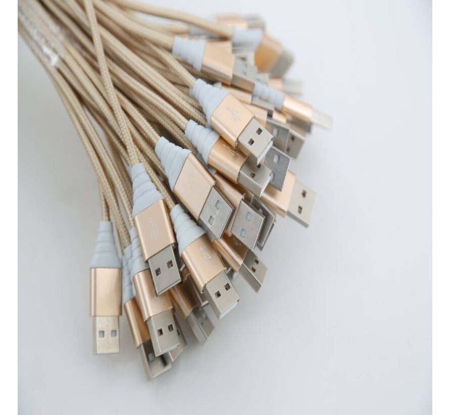 OMEGA FABRIC BRAIDED TYPE-C TO USB 1,5A 118 COPPER POLY 2M GOLD [44186]