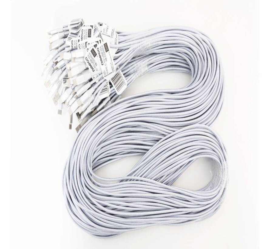 OMEGA CABLE TYPE C USB 1.5A 118 CUIVRE POLY 2M ARGENT 44185