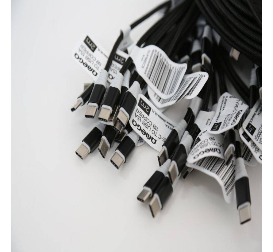 OMEGA CABLE TYPE C USB 1.5A 118 CUIVRE POLY 2M NOIR 44189
