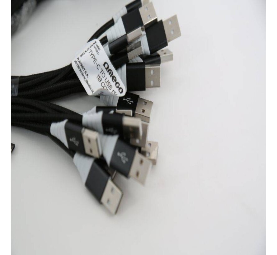 OMEGA CABLE TYPE C USB 1.5A 118 CUIVRE POLY 2M NOIR 44189