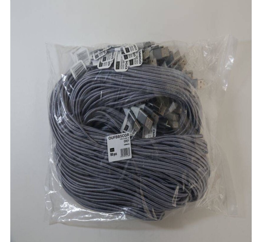OMEGA CABLE TYPE C USB 1.5A 118 CUIVRE POLY 2M GRIS 44188