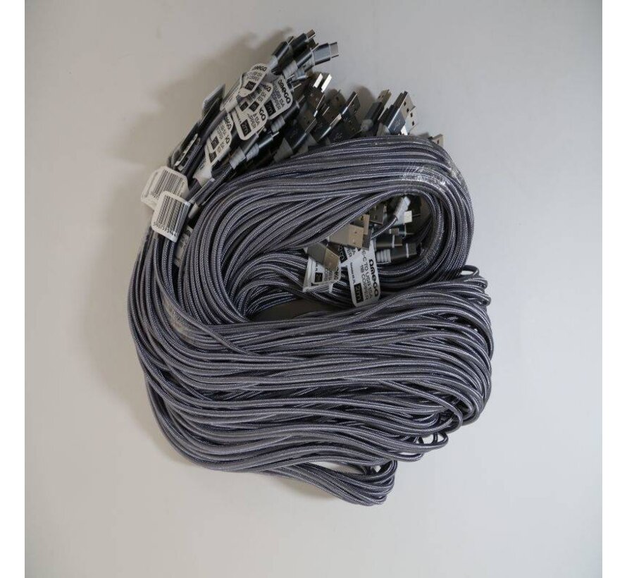 OMEGA CABLE TYPE C USB 1.5A 118 CUIVRE POLY 2M GRIS 44188