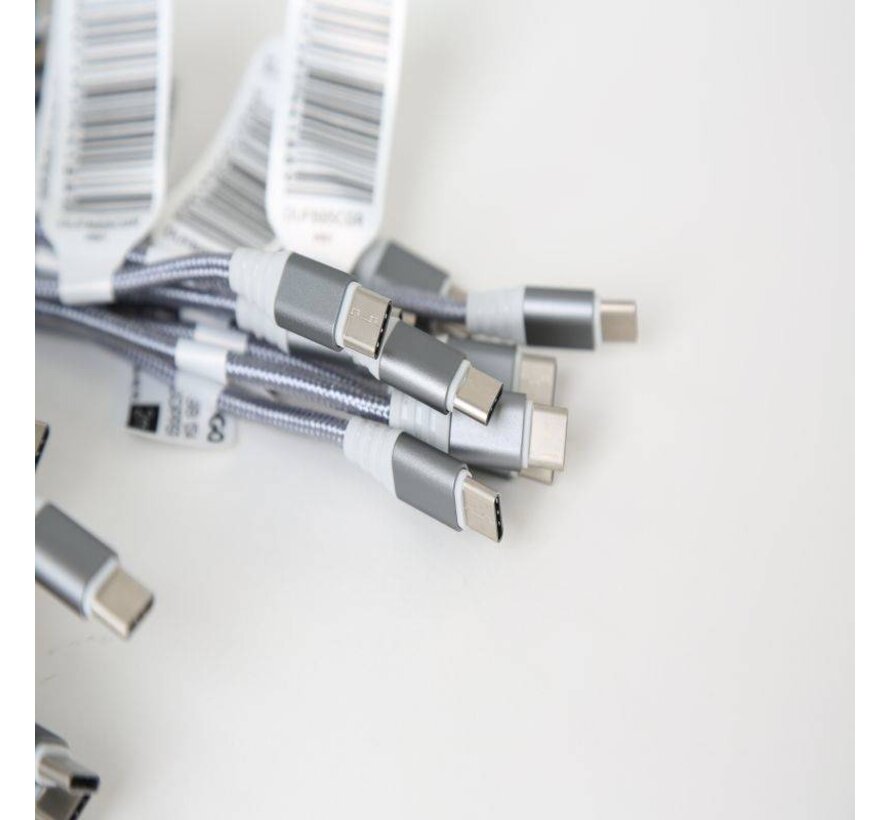 OMEGA FABRIC BRAIDED TYPE-C TO USB 1,5A 118 COPPER POLY 2M GREY [44188]