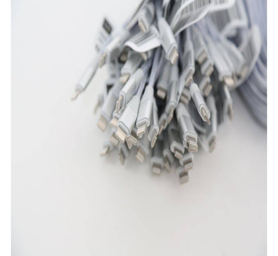 OMEGA FABRIC BRAIDED LIGHTNING TO USB 1,5A 118 COPPER POLY 2M SILVER [44180]