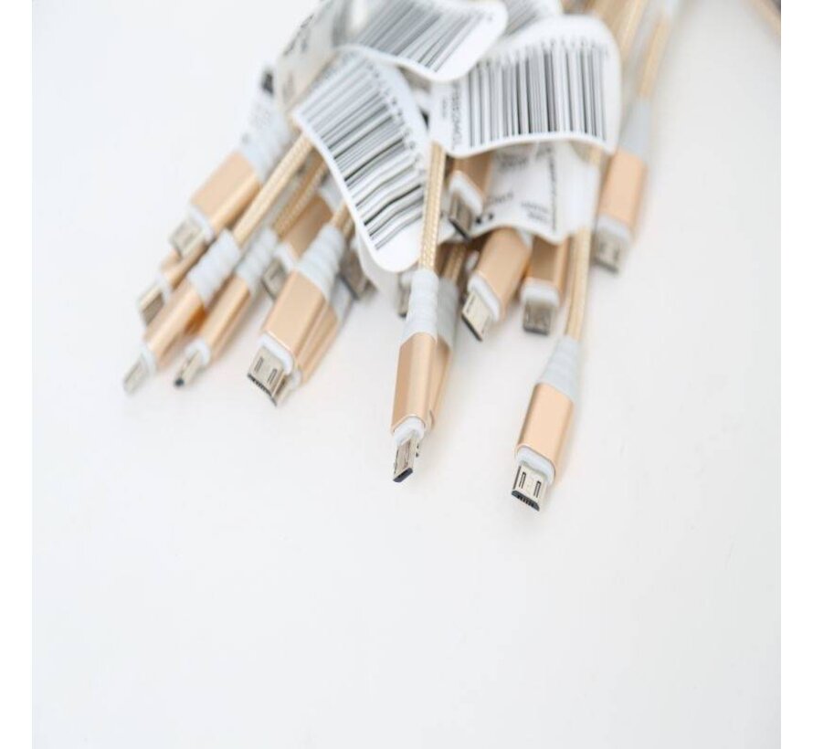 OMEGA FABRIC BRAIDED MICRO USB 1,5A 118 COPPER POLY 2M GOLD [44176]