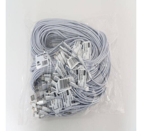 Omega OMEGA FABRIC BRAIDED MICRO USB 1,5A 118 COPPER POLY 2M SILVER [44175]
