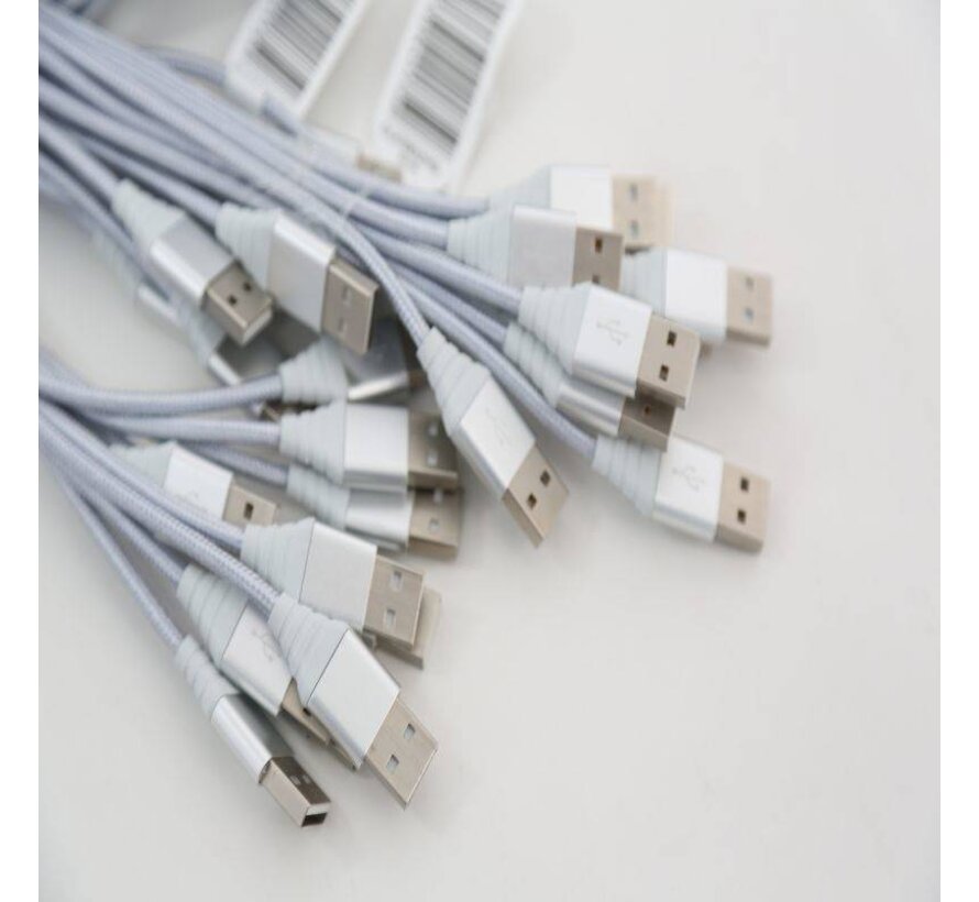 OMEGA CABLE MICRO USB 1.5A 118 COPPER POLY 2M ARGENT 44175