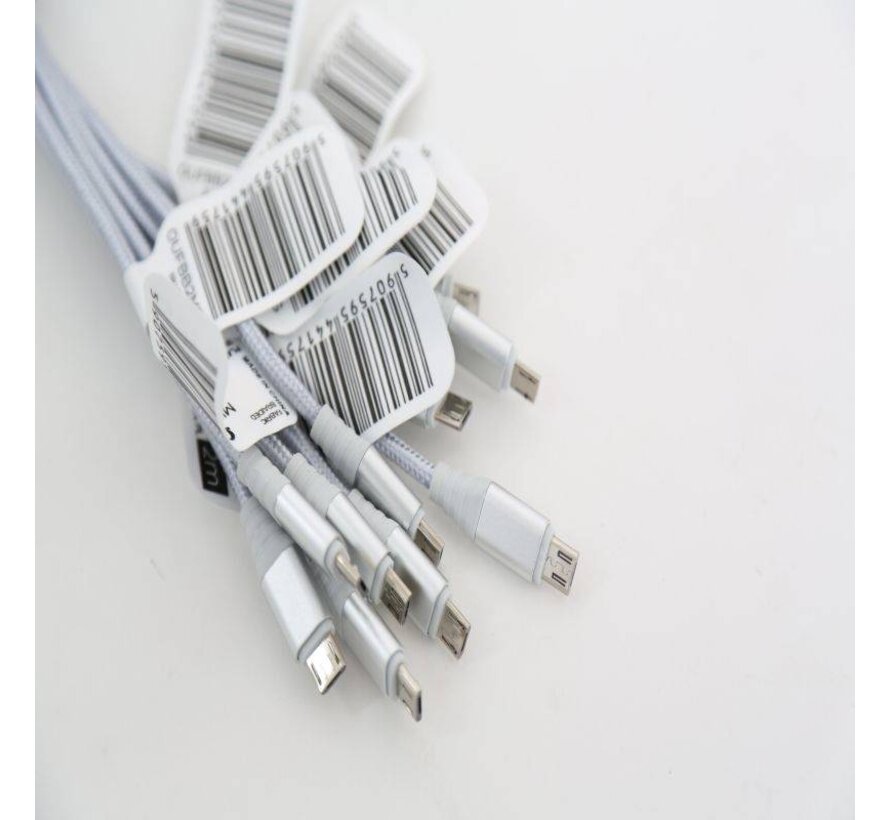 OMEGA CABLE MICRO USB 1.5A 118 COPPER POLY 2M ARGENT 44175