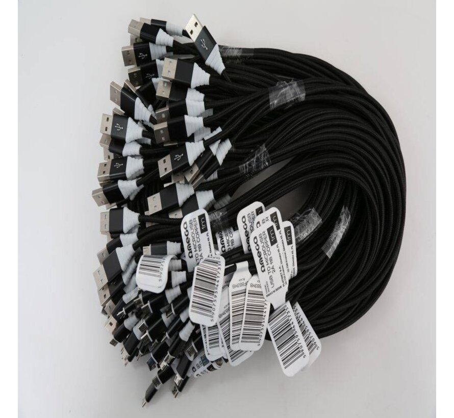 OMEGA CABLE MICRO USB 2A 118 CUIVRE POLY 1M NOIR 44173