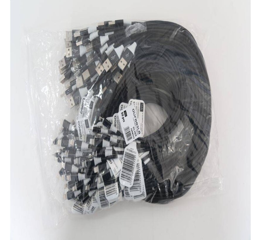 OMEGA CABLE TRESSE LIGHTNING USB 2A TAIWAN CHIP POLY 1M NOIR 44171