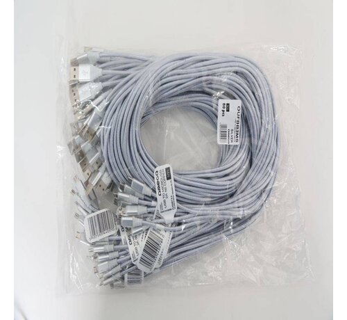 Omega OMEGA FABRIC BRAIDED MICRO USB TO USB 2A 118 COPPER POLY 1M SILVER [44057]