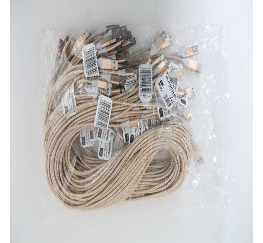 OMEGA CABLE TRESSE LIGHTNING USB 2A TAIWAN CHIP POLY 1M OR 44034