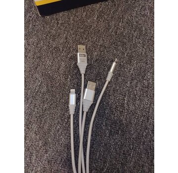 Omega OMEGA HABU FABRIC CABLE BRAIDED LIGHTNING TO USB 2A TAIWAN CHIP POLYBAG OEM 1M GREY [44036]