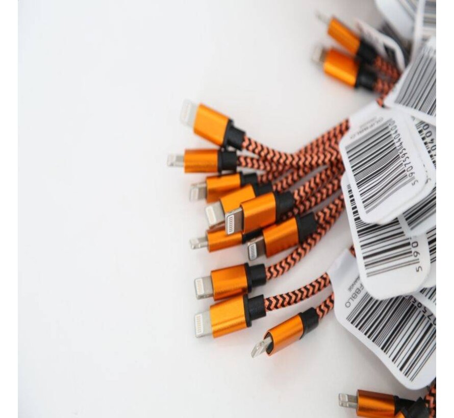 OMEGA CABLE LIGHTNING USB 2A POLY 1M ORANGE 44040