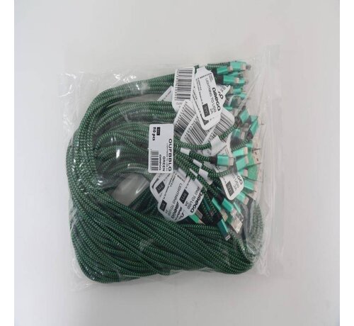 Omega OMEGA FABRIC BRAIDED LIGHTNING TO USB 2A POLY 1M GREEN [44039]
