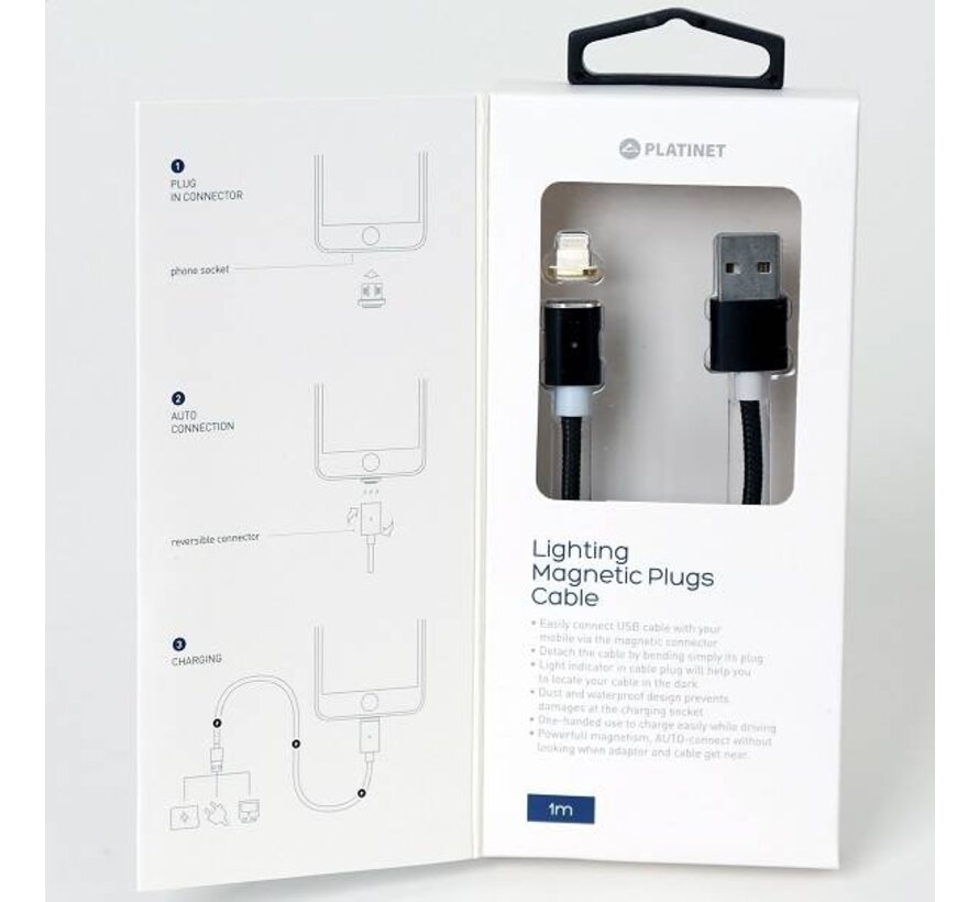 PLATINET MICRO USB TO USB CABLE WITH MAGNETIC PLUG 1,2M SILVER [43470]